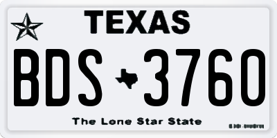 TX license plate BDS3760
