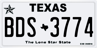 TX license plate BDS3774