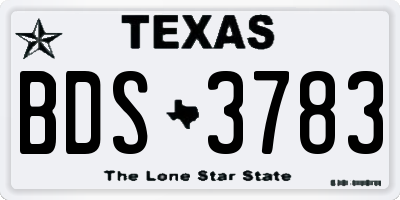 TX license plate BDS3783