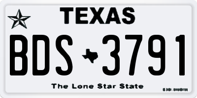TX license plate BDS3791