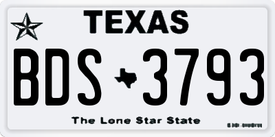 TX license plate BDS3793