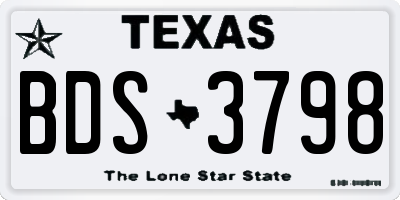 TX license plate BDS3798