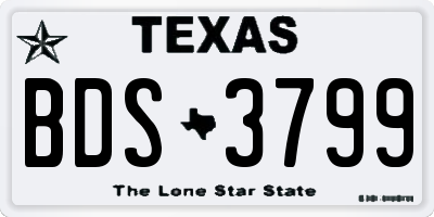 TX license plate BDS3799