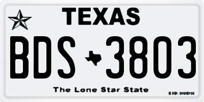 TX license plate BDS3803