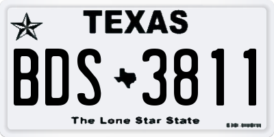 TX license plate BDS3811