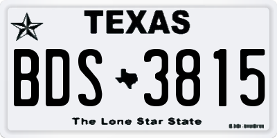 TX license plate BDS3815