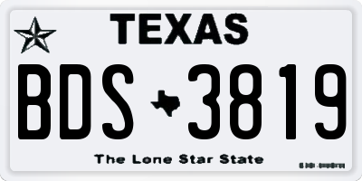 TX license plate BDS3819