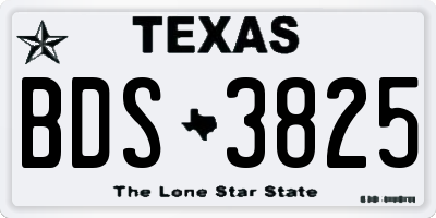 TX license plate BDS3825