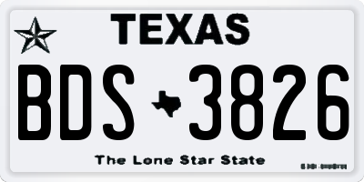 TX license plate BDS3826