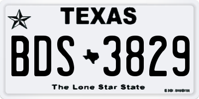 TX license plate BDS3829