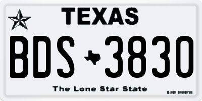 TX license plate BDS3830