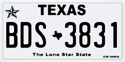TX license plate BDS3831