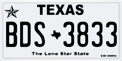 TX license plate BDS3833