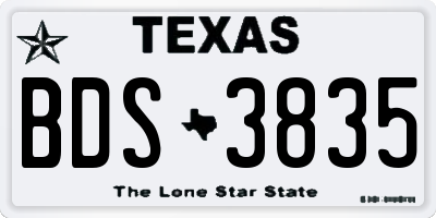 TX license plate BDS3835