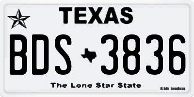 TX license plate BDS3836
