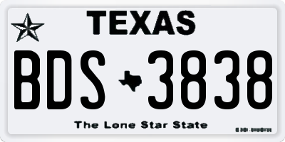 TX license plate BDS3838