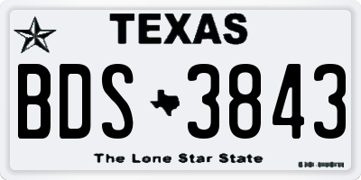 TX license plate BDS3843