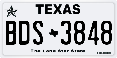TX license plate BDS3848
