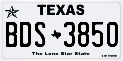 TX license plate BDS3850