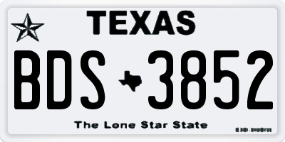 TX license plate BDS3852