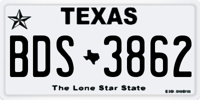 TX license plate BDS3862