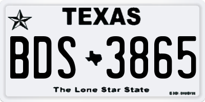 TX license plate BDS3865