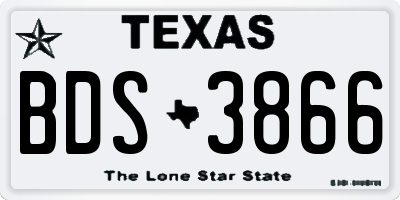 TX license plate BDS3866