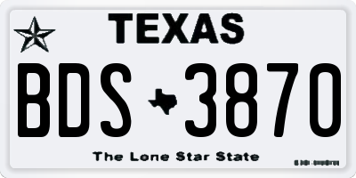 TX license plate BDS3870