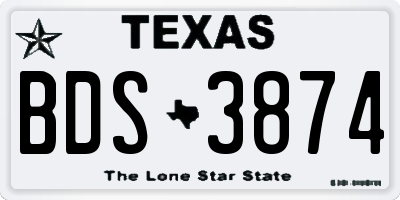 TX license plate BDS3874