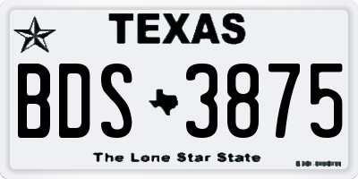 TX license plate BDS3875