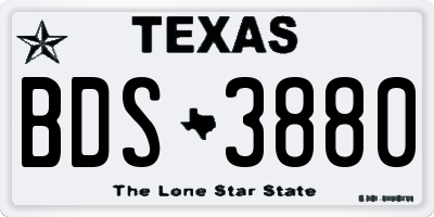 TX license plate BDS3880