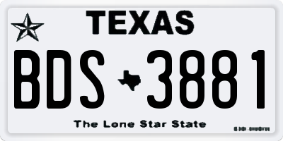 TX license plate BDS3881