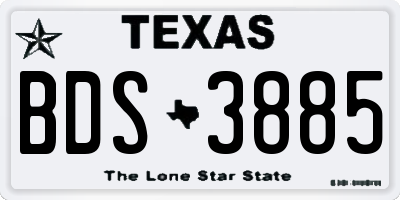 TX license plate BDS3885
