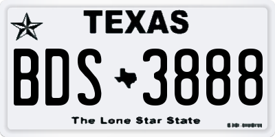 TX license plate BDS3888