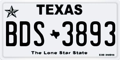 TX license plate BDS3893