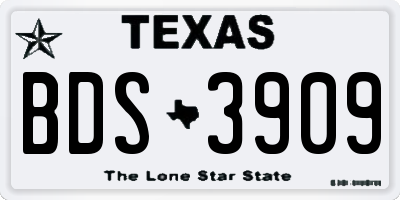 TX license plate BDS3909