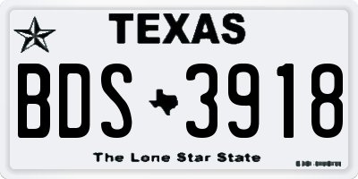 TX license plate BDS3918