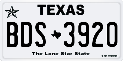 TX license plate BDS3920