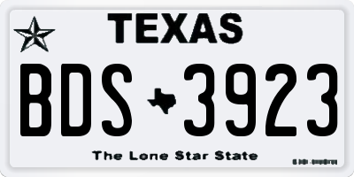 TX license plate BDS3923