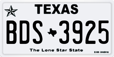 TX license plate BDS3925