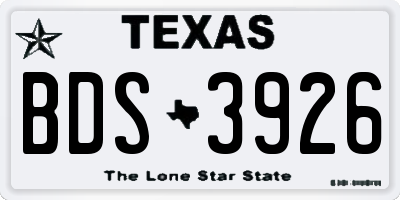 TX license plate BDS3926