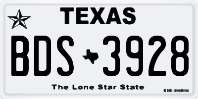 TX license plate BDS3928