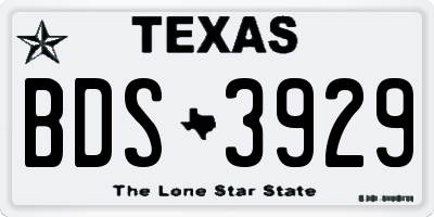TX license plate BDS3929