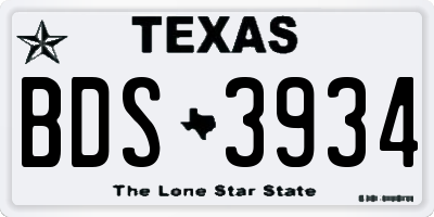 TX license plate BDS3934