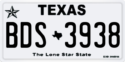 TX license plate BDS3938