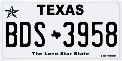 TX license plate BDS3958