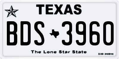 TX license plate BDS3960