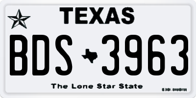 TX license plate BDS3963