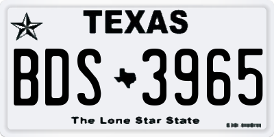 TX license plate BDS3965