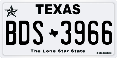 TX license plate BDS3966
